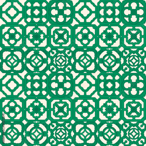 Antique Ceramic Breeze Block Seamless Pattern