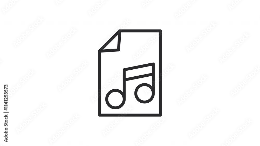 Music file icon animation of a single musical note, suitable for sound design projects, music production, educational content, or telecommunications tones Music file icon animation of a single musical note, suitable for sound design projects, music production, educational content, or telecommunications tones