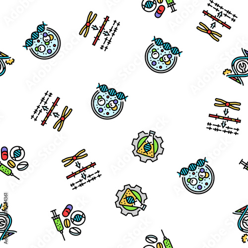 cryptogenetics dna gene helix vector seamless pattern thin line illustration