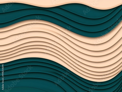 A visually appealing abstract design featuring layered waves in contrasting colors, suitable for backgrounds or graphic design projects.