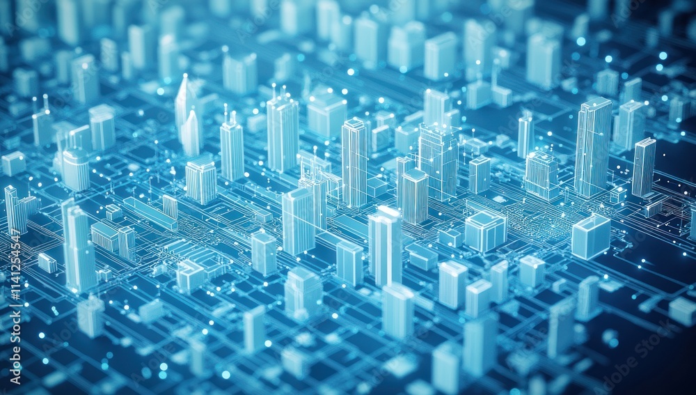 Obraz premium Digital Cityscape: A Futuristic Architectural Visualization