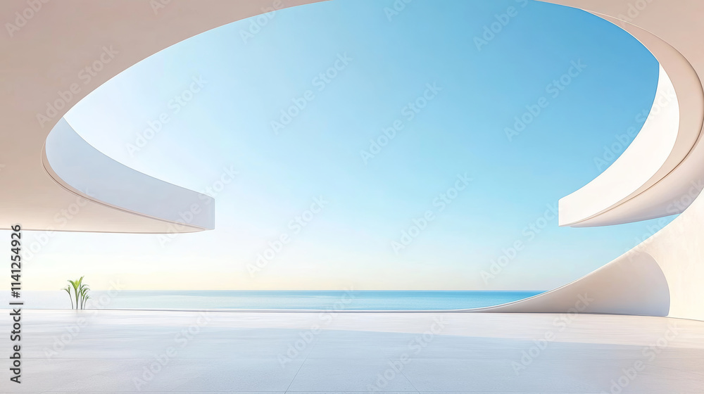 Minimalist seaside architecture square background Minimalist seaside architecture square background