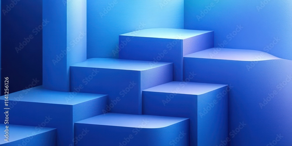Geometric Blue Minimalist 3D Abstract Design with Soft Lighting and Depth Geometric Blue Minimalist 3D Abstract Design with Soft Lighting and Depth