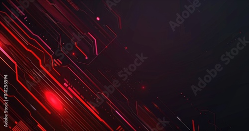 Abstract digital background with red and black lines and glowing elements.