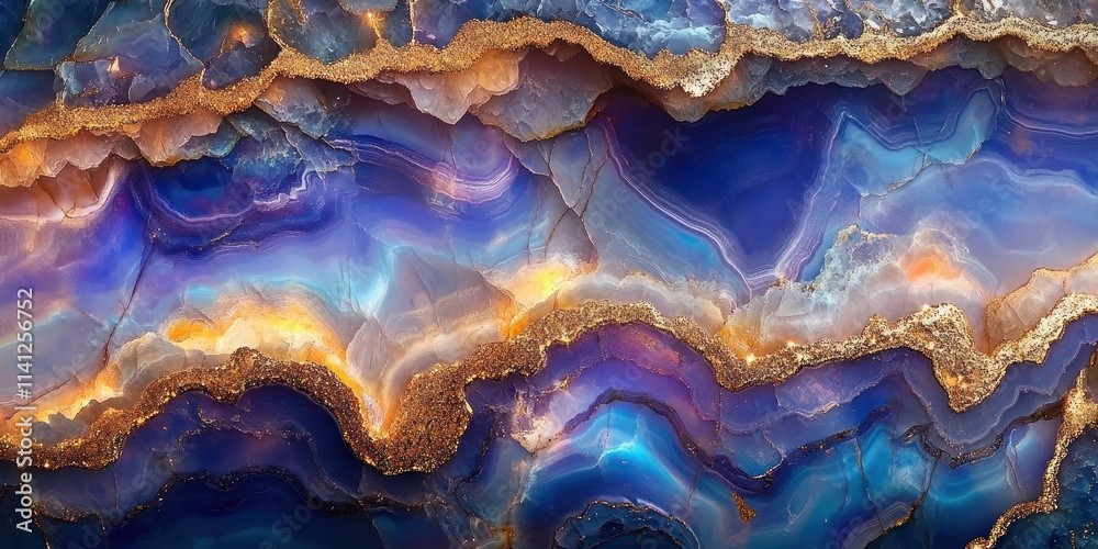 macro shot of rich blue and purple geode stone with golden veins modern art design macro shot of rich blue and purple geode stone with golden veins modern art design