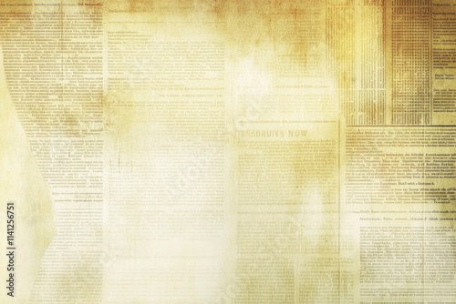 Vintage Paper Texture with Yellowed Newsprint in the Background, Perfect for Graphic Design, Art Projects, and Creative Applications in Various Mediums