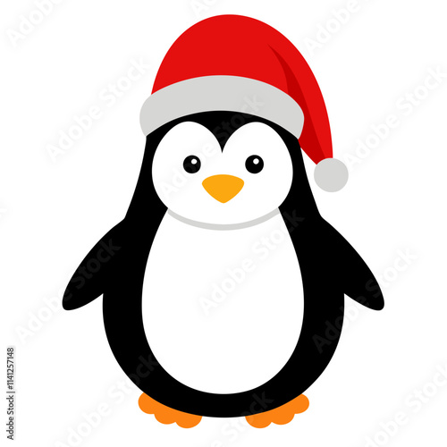 Penguin wearing a Santa Claus hat vector design