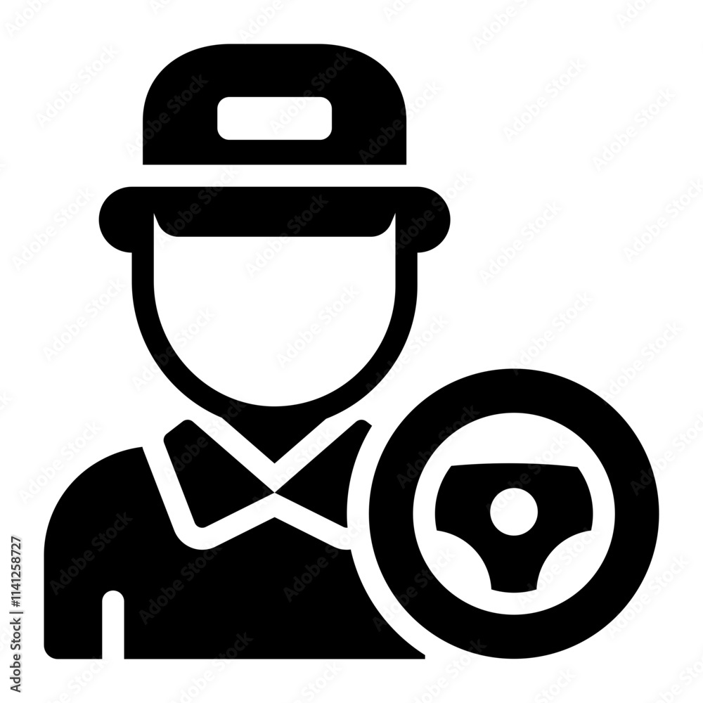 Driving Instructor glyph icon for driving and vehicle safety Driving Instructor glyph icon for driving and vehicle safety