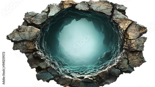 A large hole in the ground with water in it