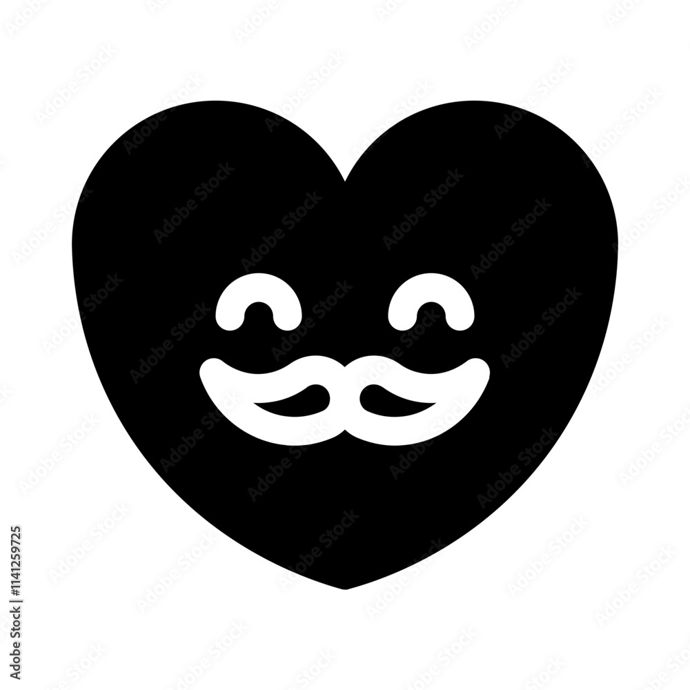 Fototapeta premium happy moustache icon with glyph style, perfect for user interface projects