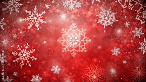 Festive Red Background with Delicate White Snowflakes for Winter Holiday Designs