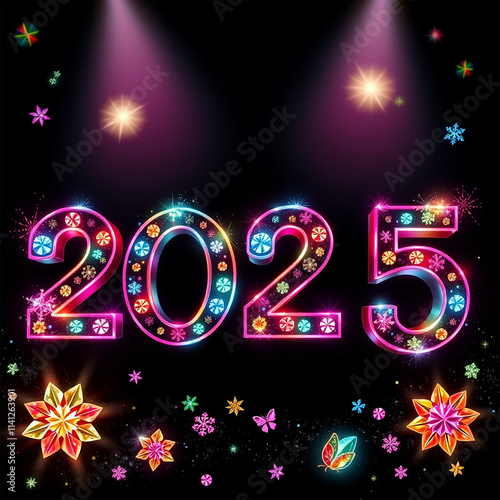 happy new year 2025 vector for various purposes such as greetings, celebrations, prints and so on