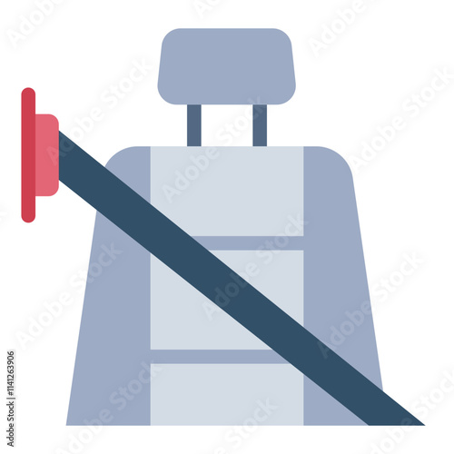 Car Seat With Seatbelt flat icon for driving and road safety