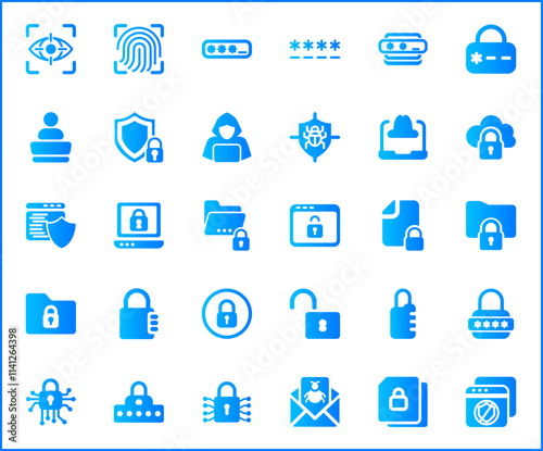 Set of Cyber Attack Icons line style.Contains such Icons as cyber security, bug, protection, virus, hacking, bug, antivirus, cyber lock, network, spam, spy And Other Elements.