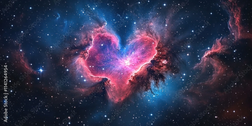 Heart Shaped Nebula Cosmic Art Vibrant Pink Blue Hues Star Clusters Astrophotography Space Science Fantasy Heart Shaped Nebula Cosmic Art Vibrant Pink Blue Hues Star Clusters Astrophotography Space Science Fantasy