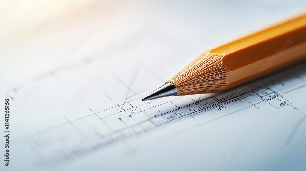 A hyperdetailed close-up of a technical drawing showing annotations and measurements on premium drafting paper A hyperdetailed close-up of a technical drawing showing annotations and measurements on premium drafting paper