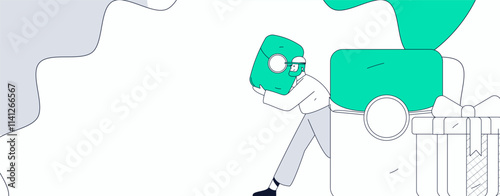 Holiday shopping people doing e-commerce online shopping flat vector concept operation hand drawn illustration
