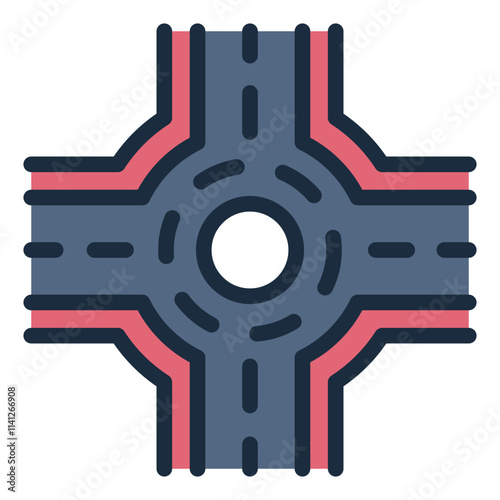 Roundabout filled line icon for driving and road safety