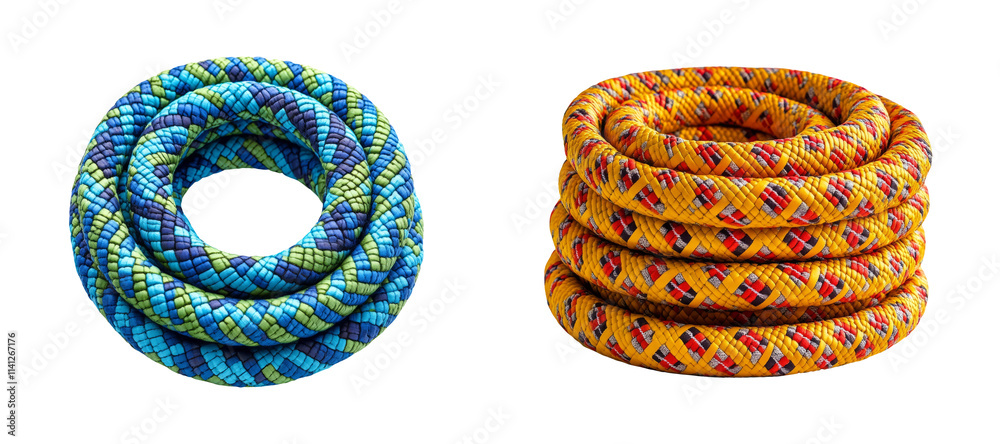 Colorful Coiled Ropes Isolated on Transparent Background Colorful Coiled Ropes Isolated on Transparent Background
