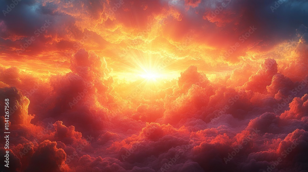 Fototapeta premium Vibrant Sky Sunlight Clouds Abstract Background