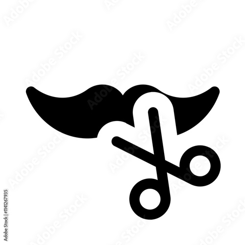 shaving moustache icon with glyph style, perfect for user interface projects