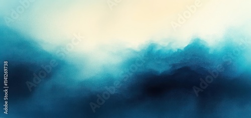 Abstract Blue Teal Gradient Art Poster Background Ethereal Light Minimalist Impressionism Design