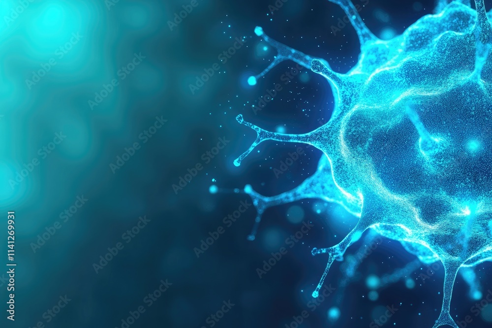 Close-Up of COVID-19 Virus in Hyper-Realistic Blue Render Close-Up of COVID-19 Virus in Hyper-Realistic Blue Render