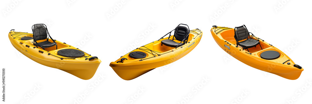 Bright Yellow Kayak on Transparent Background Bright Yellow Kayak on Transparent Background
