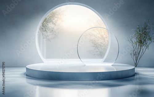 Ethereal Transparent Glass Stage for Minimalist Showcase and Product Presentation