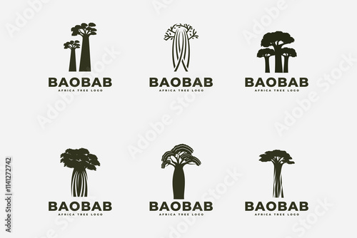 Baobab tree logo icon design template flat vector