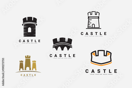 simple medieval castle Logo illustration vector design template