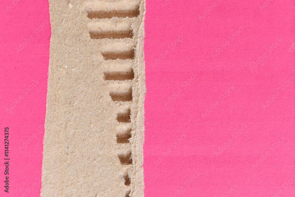 Fototapeta premium tear pink cardboard box texture background, recycle material