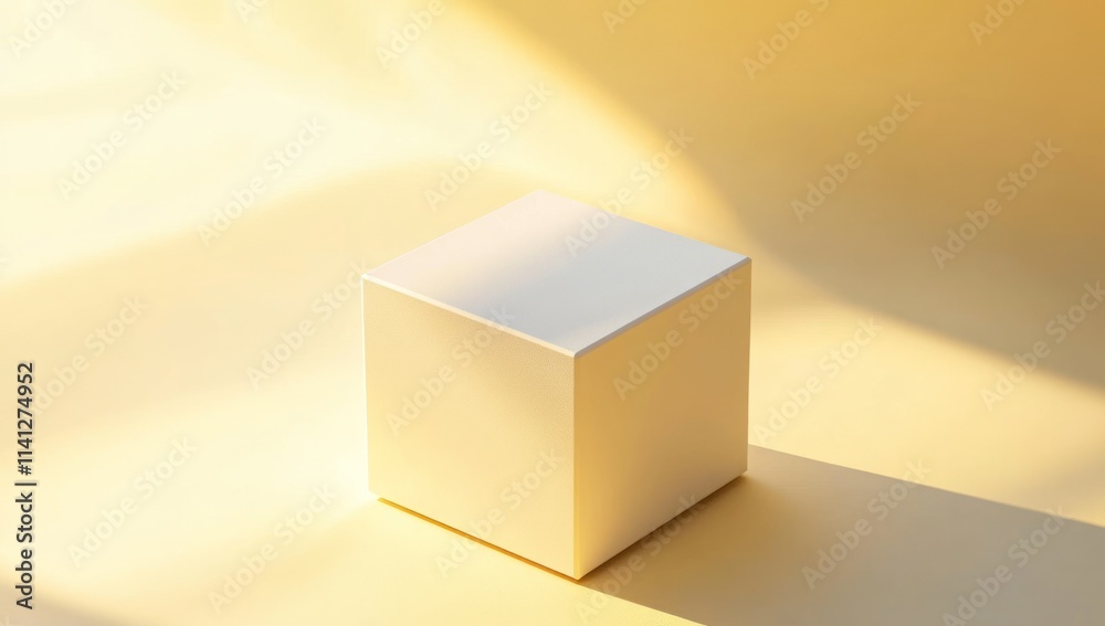 White Cube on a Yellow Background White Cube on a Yellow Background