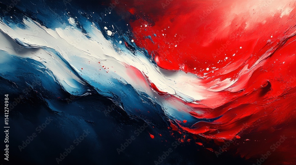 Dynamic Abstract Union Jack Flag Art with Bold Red White Blue Brush Strokes Dynamic Abstract Union Jack Flag Art with Bold Red White Blue Brush Strokes