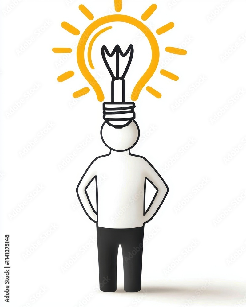 Mindful Financial Planning Concept. Light bulb idea symbolizing creativity and inspiration in a person