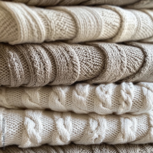 Abstract knitted fabric-inspired patterns in subtle neutral colors, optimized for 3:2. photo
