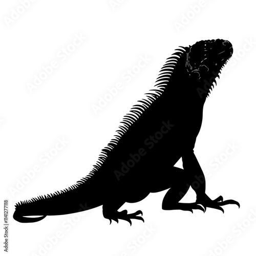 Black silhouette of an iguana.