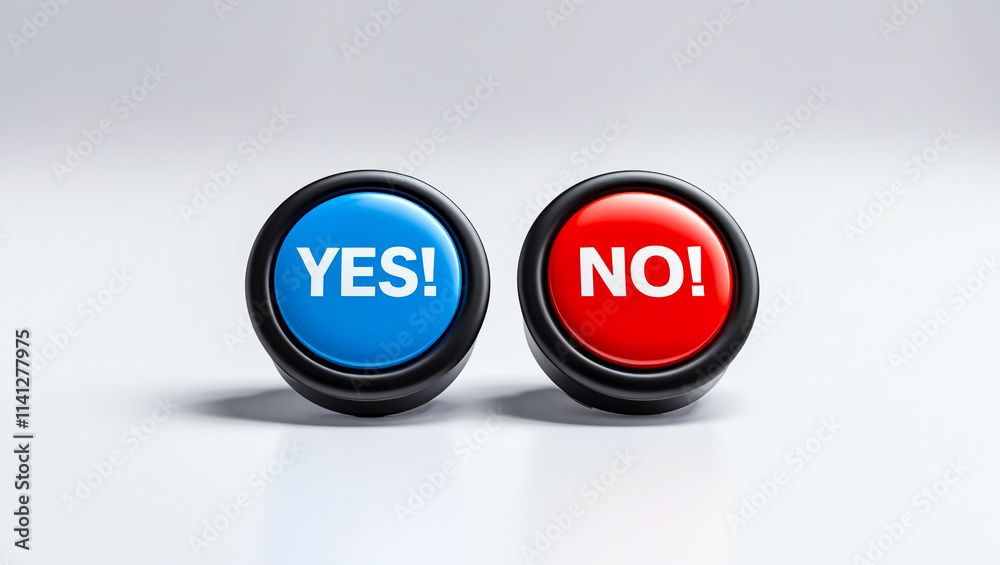Decision-Making Buttons: Yes or No. This high-quality stock image features two prominent buttons placed side by side on a clean, white background. Decision-Making Buttons: Yes or No. This high-quality stock image features two prominent buttons placed side by side on a clean, white background.
