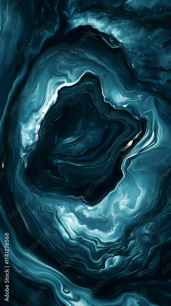 Obraz premium Cosmic swirl abstract in midnight and emerald