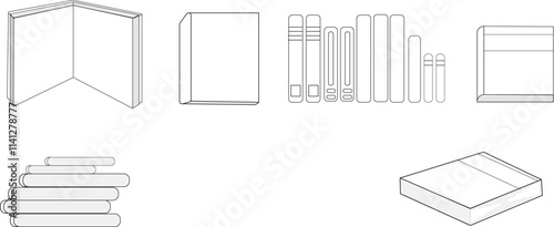Foto Simple image for colorless book icons with various types of positions