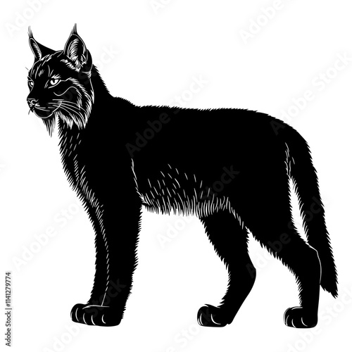 Black and white lynx silhouette.