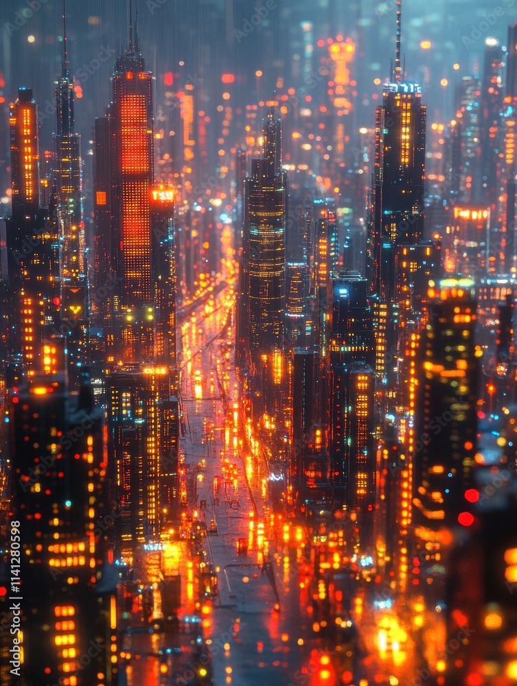 Glowing Futuristic Cityscape Cyberpunk Background Glowing Futuristic Cityscape Cyberpunk Background