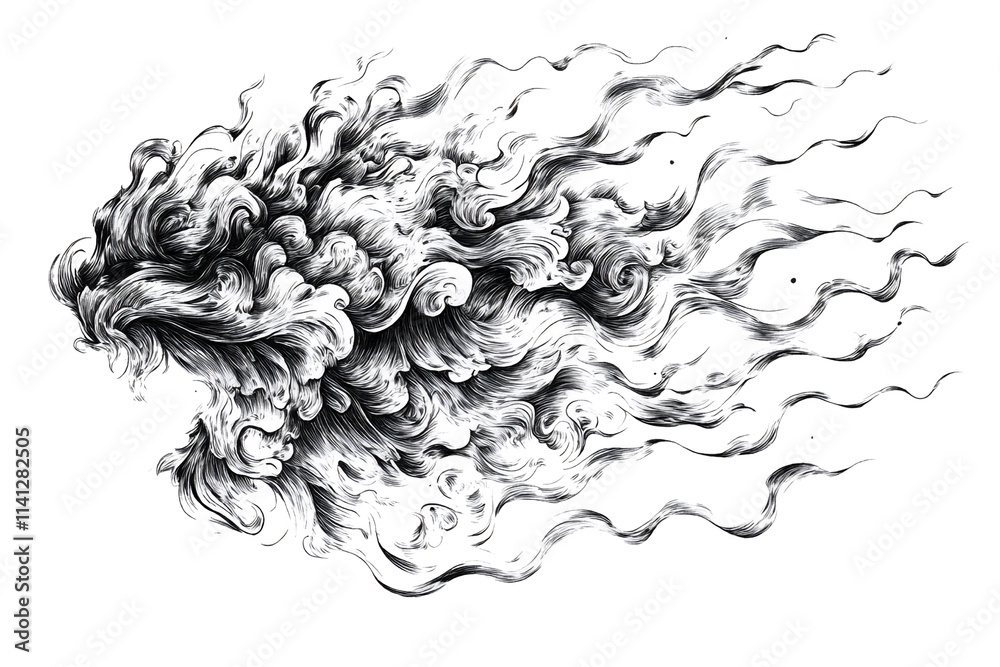 Fototapeta premium Dynamic Contrast of Wind and Flame in Ink