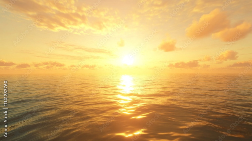 Fototapeta premium Golden sunset over calm ocean water. (1)