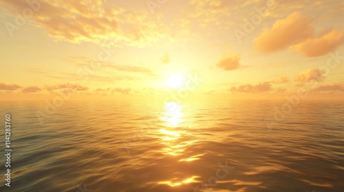 Golden sunset over calm ocean water. (1)