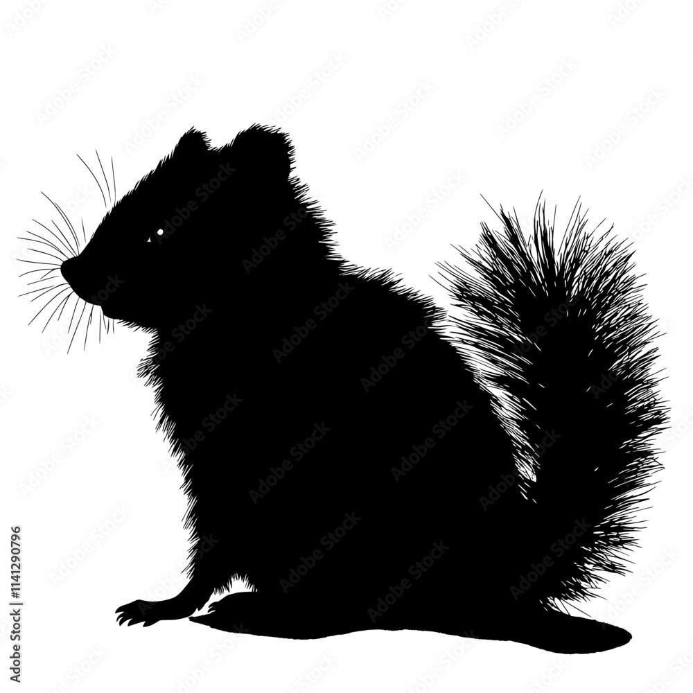 Obraz premium Silhouetted squirrel sitting.