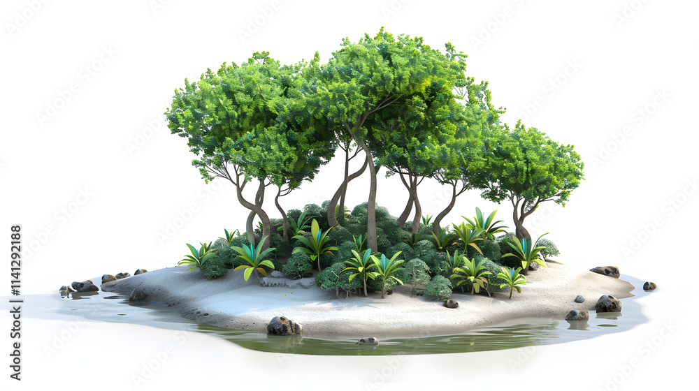 Naklejka premium Mangrove landscape isometric 3D