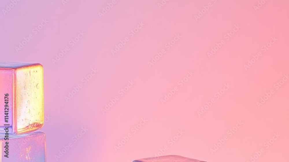 Abstract Cubes in Pink Light: A Serene Minimalist Visual Experience Abstract Cubes in Pink Light: A Serene Minimalist Visual Experience