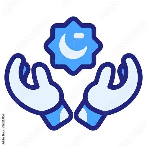 Pray blue filled outline style icon