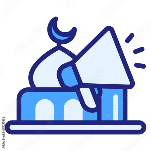 Prayer time blue filled outline style icon